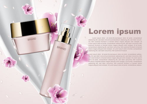 點(diǎn)擊來(lái)源直接獲取大圖文件 粉色化妝品廣告模板,帶有倒牛奶和飄落花瓣的粉色化妝品 模板 3d質(zhì)感矢量日化商品主圖banner模板